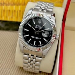 ROLEX DATEJUST SILVER BLACK AAA PREMIUM QUALITY WATCH